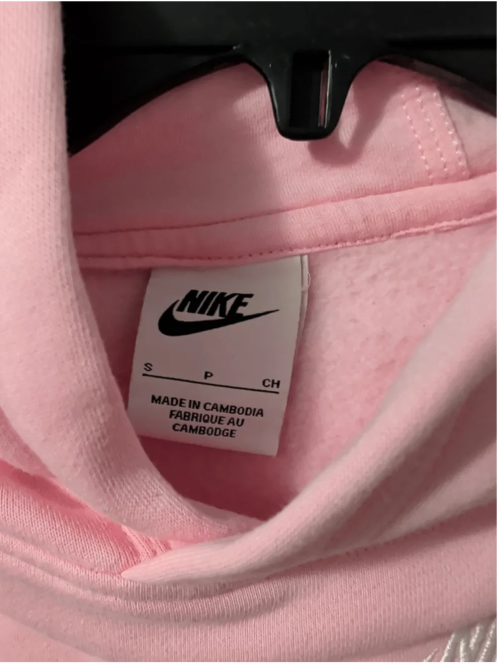Nike Girls Performance Fleece Pullover Hoodie Size Small Pink Embroidered